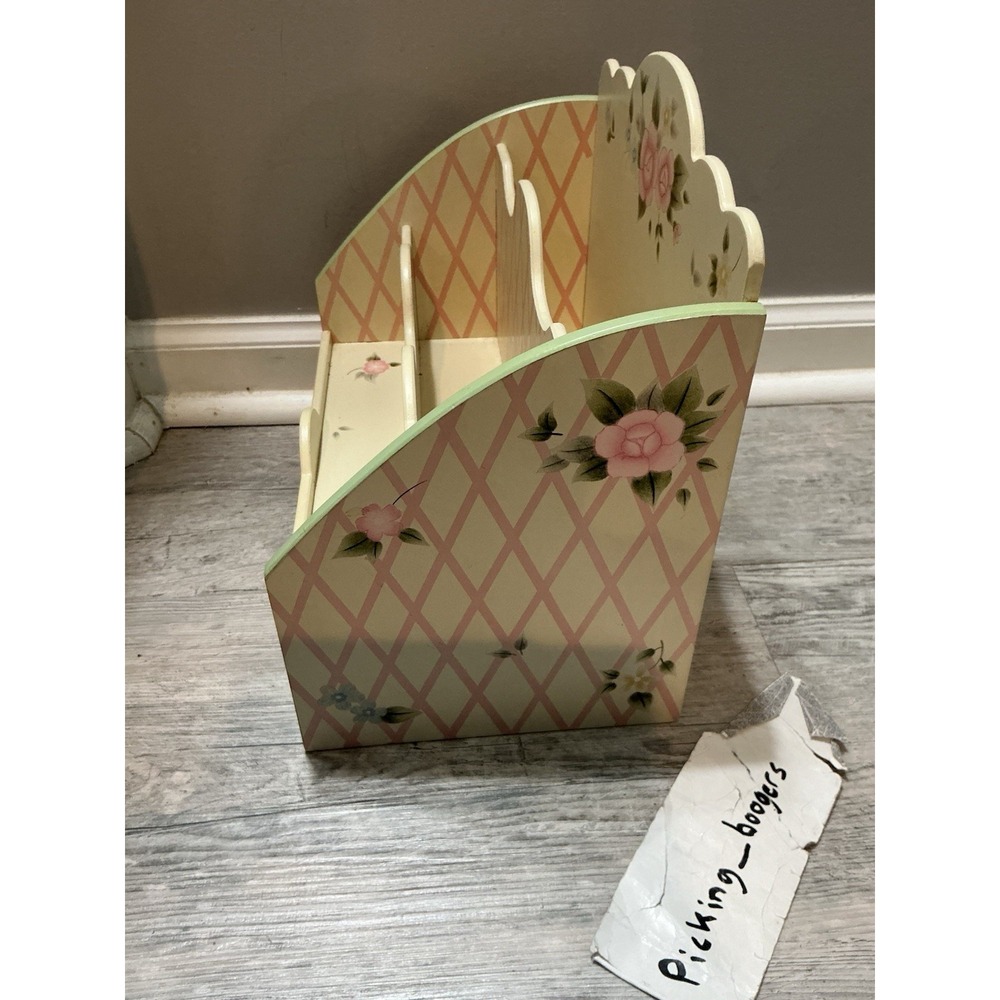 PFALTZGRAFF TEA ROSE KITCHEN DESK LETTER BILL WOOD ORGANIZER COLLECTOR ITEM - Picture 8 of 16
